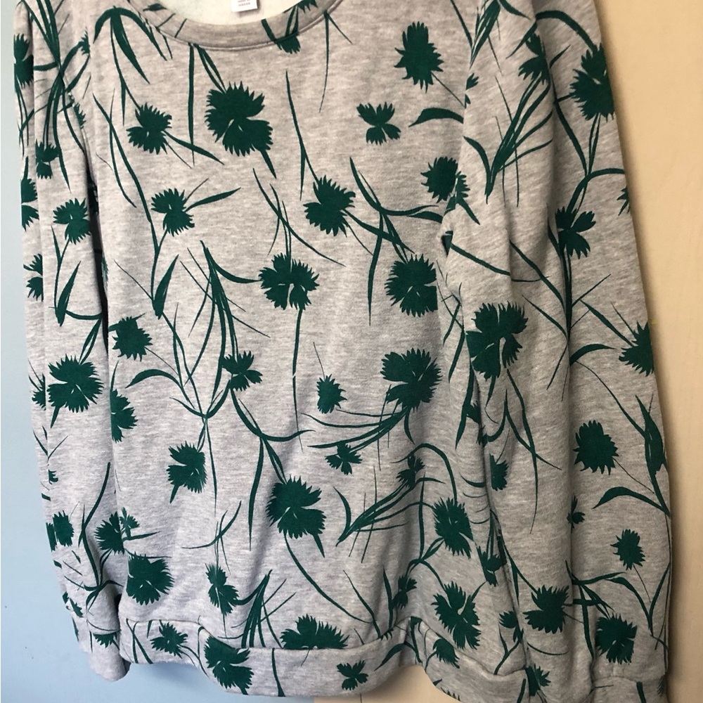 Liz Claiborne Gray and Green Floral Blouse
